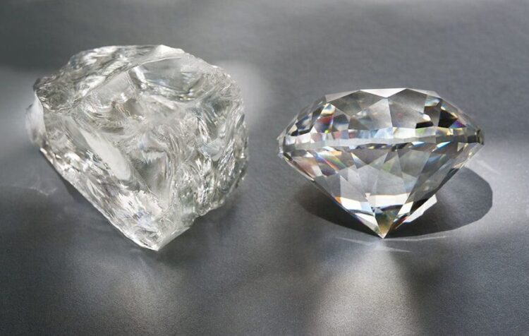 Rough vs cut diamond